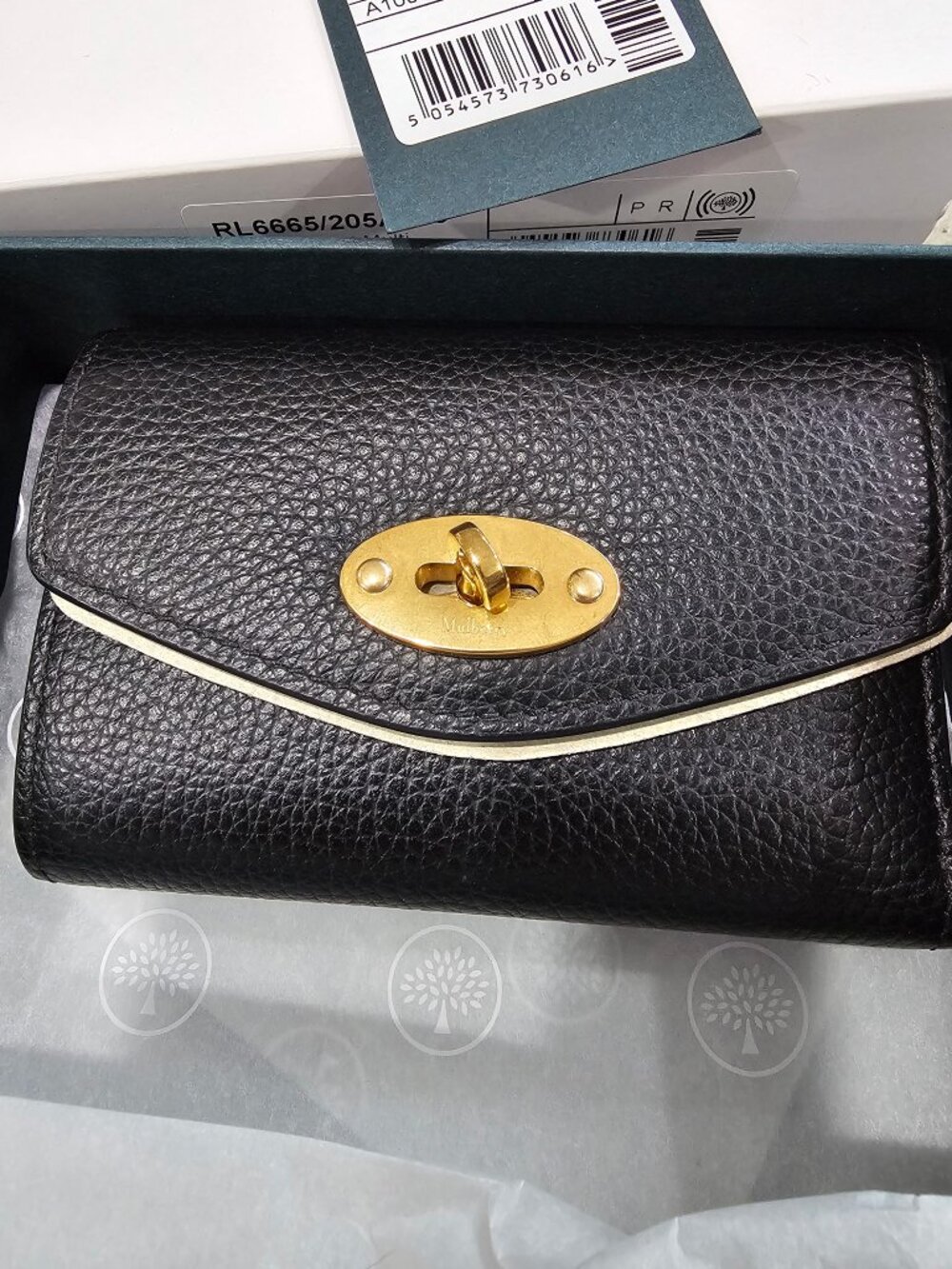 Mulberry 'Darley' Folded Multi Card Wallet in Black Leather - NWT